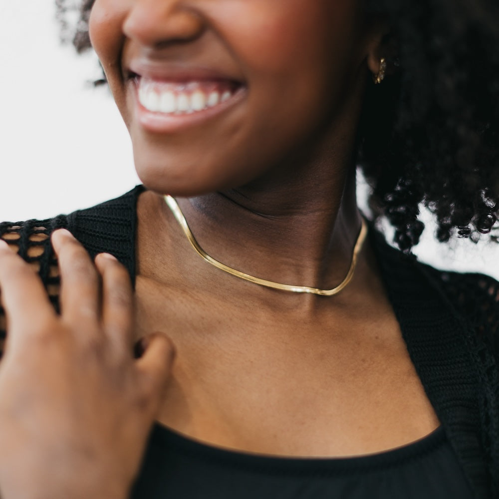 The Ella Herringbone Necklace - WATERPROOF