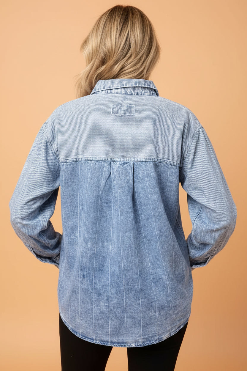 The Maren Stripe Denim Shirt