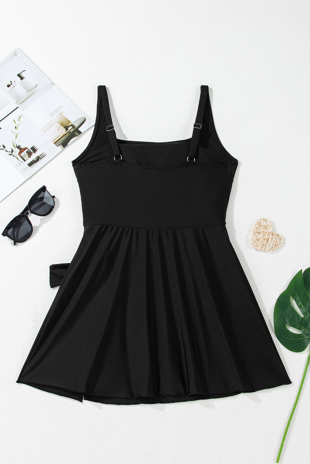 The Waverly Wrap Tie Waist Square Neck Swim Dress