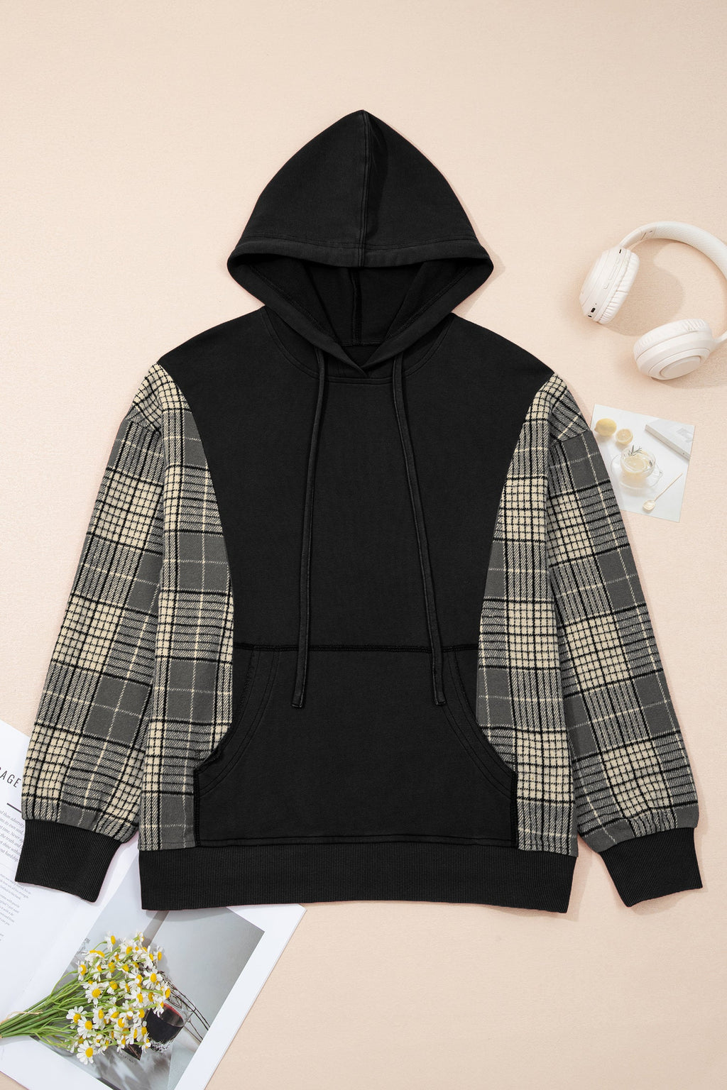The Arden Plaid Sleeve Hoodie