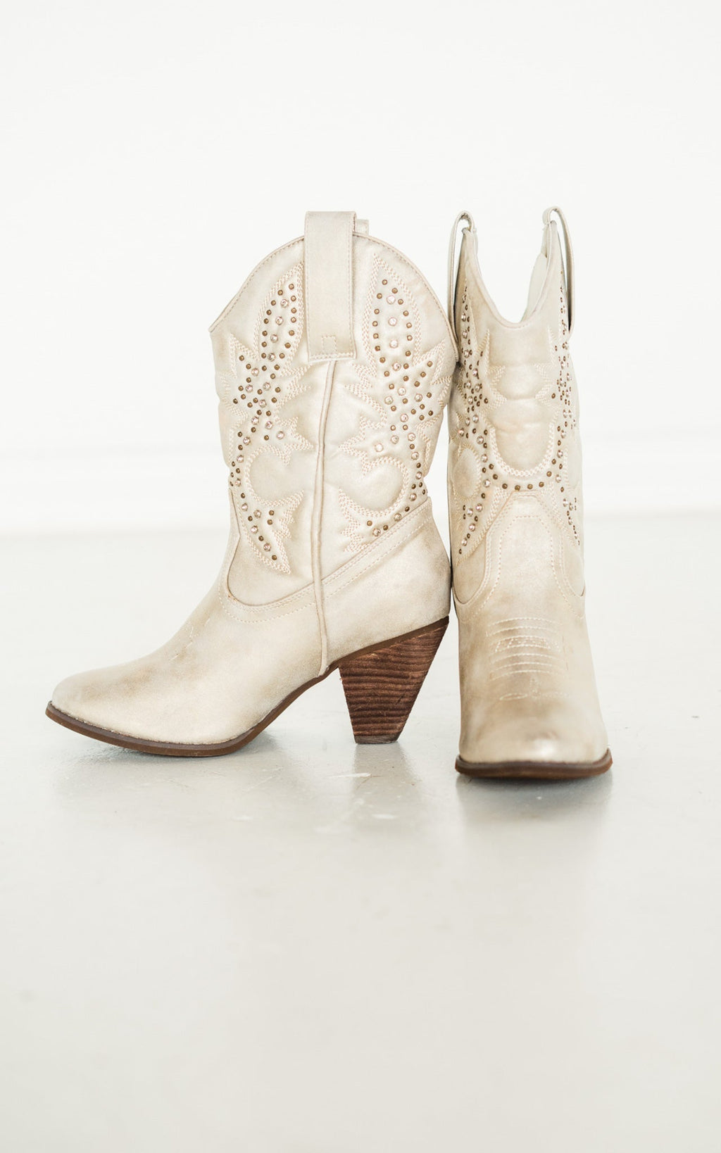 The Cassidy Studded Western Boot in Champagne