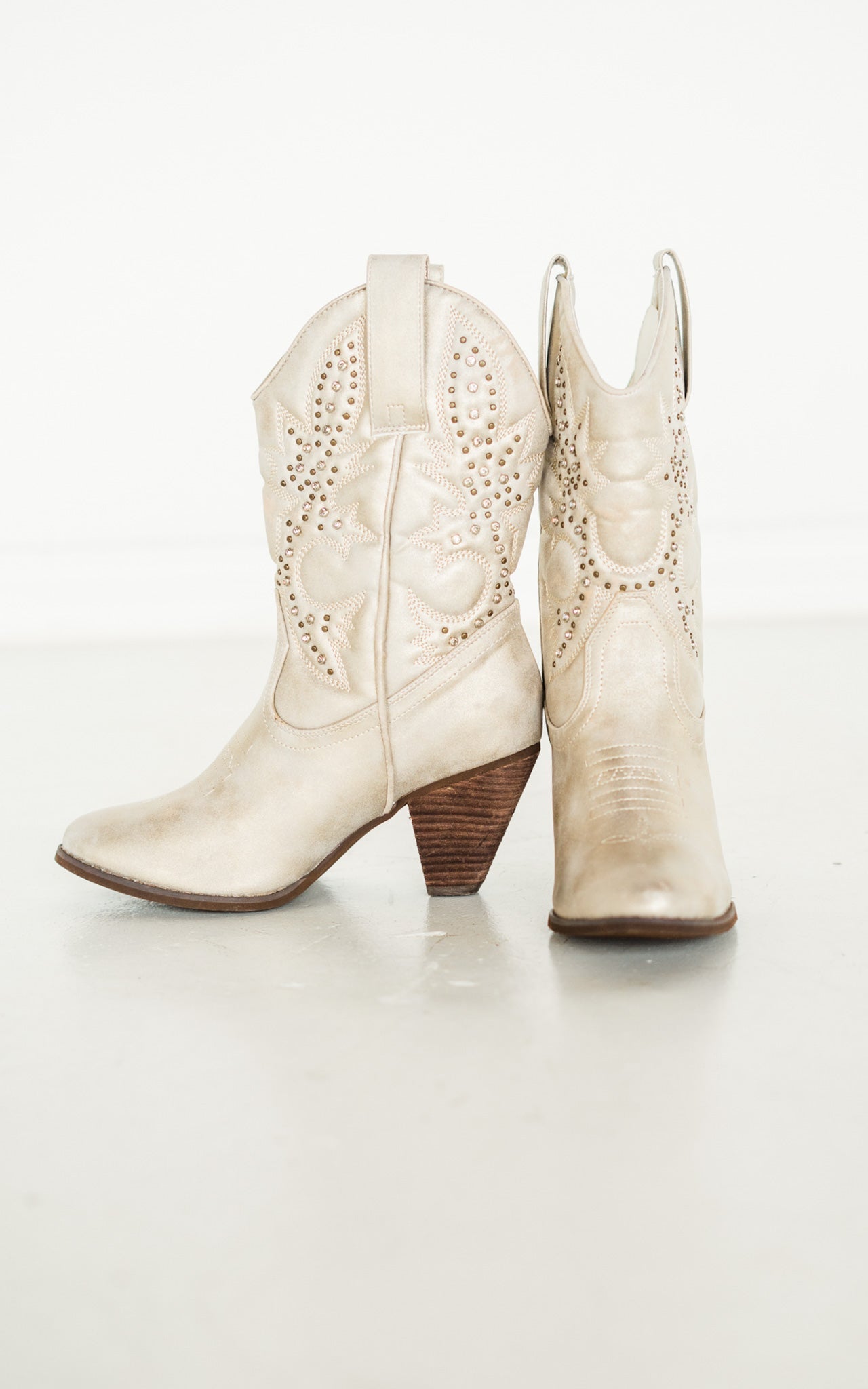The Cassidy Studded Western Boot in Champagne