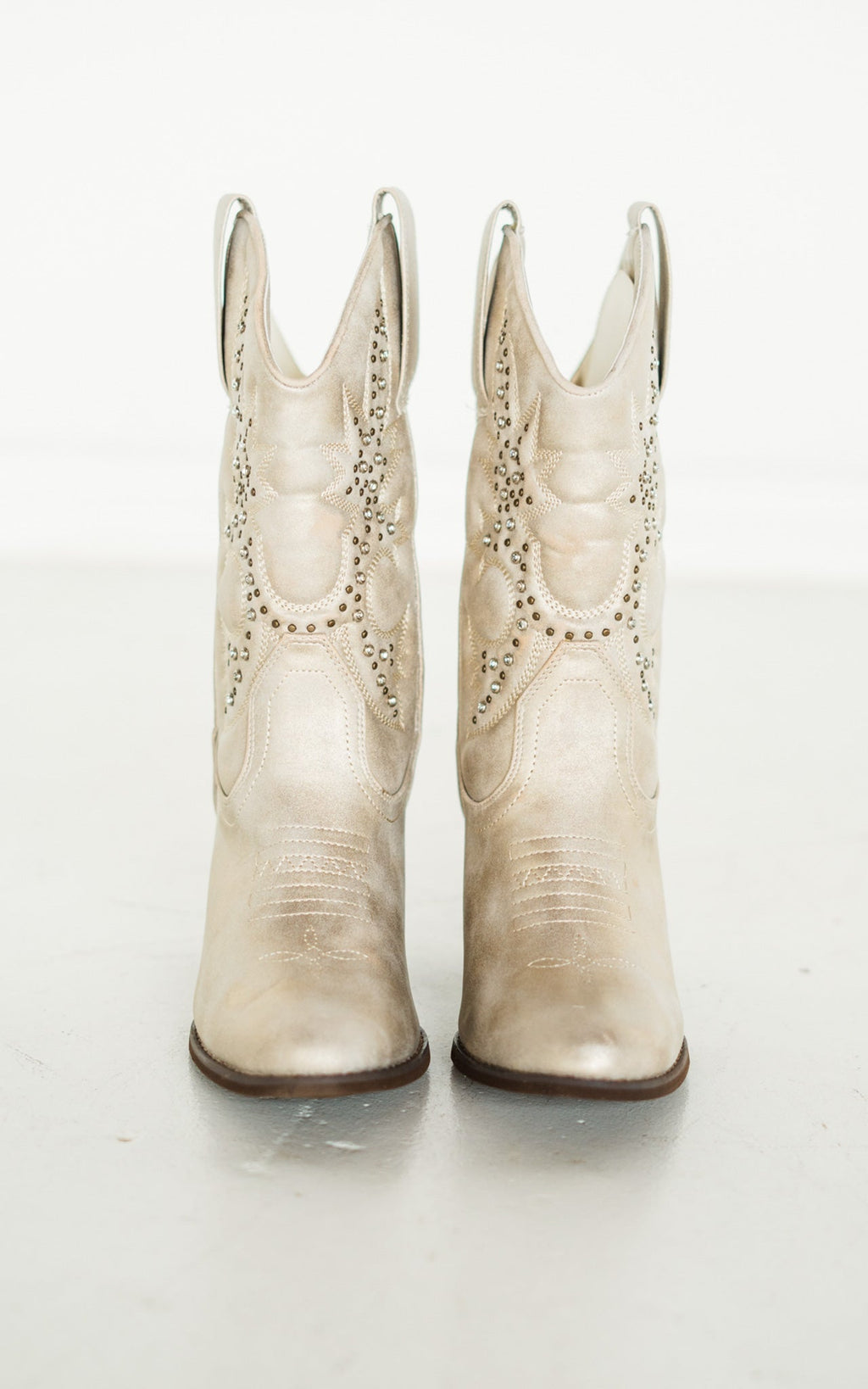 The Cassidy Studded Western Boot in Champagne