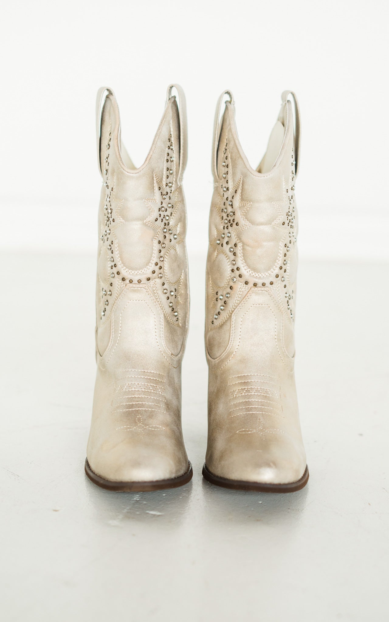 The Cassidy Studded Western Boot in Champagne