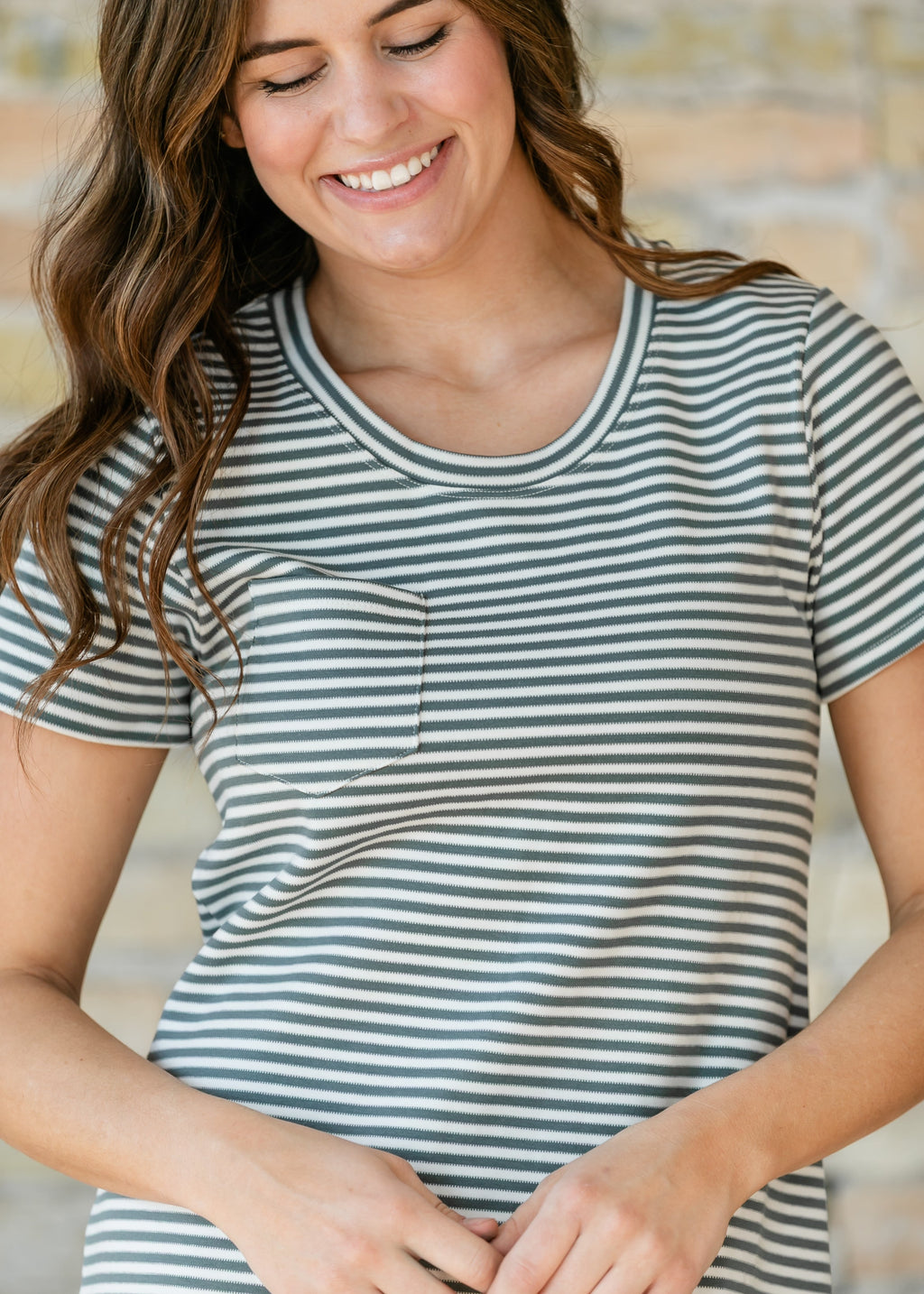 The Jane Teal Stripe T-shirt Maxi Dress