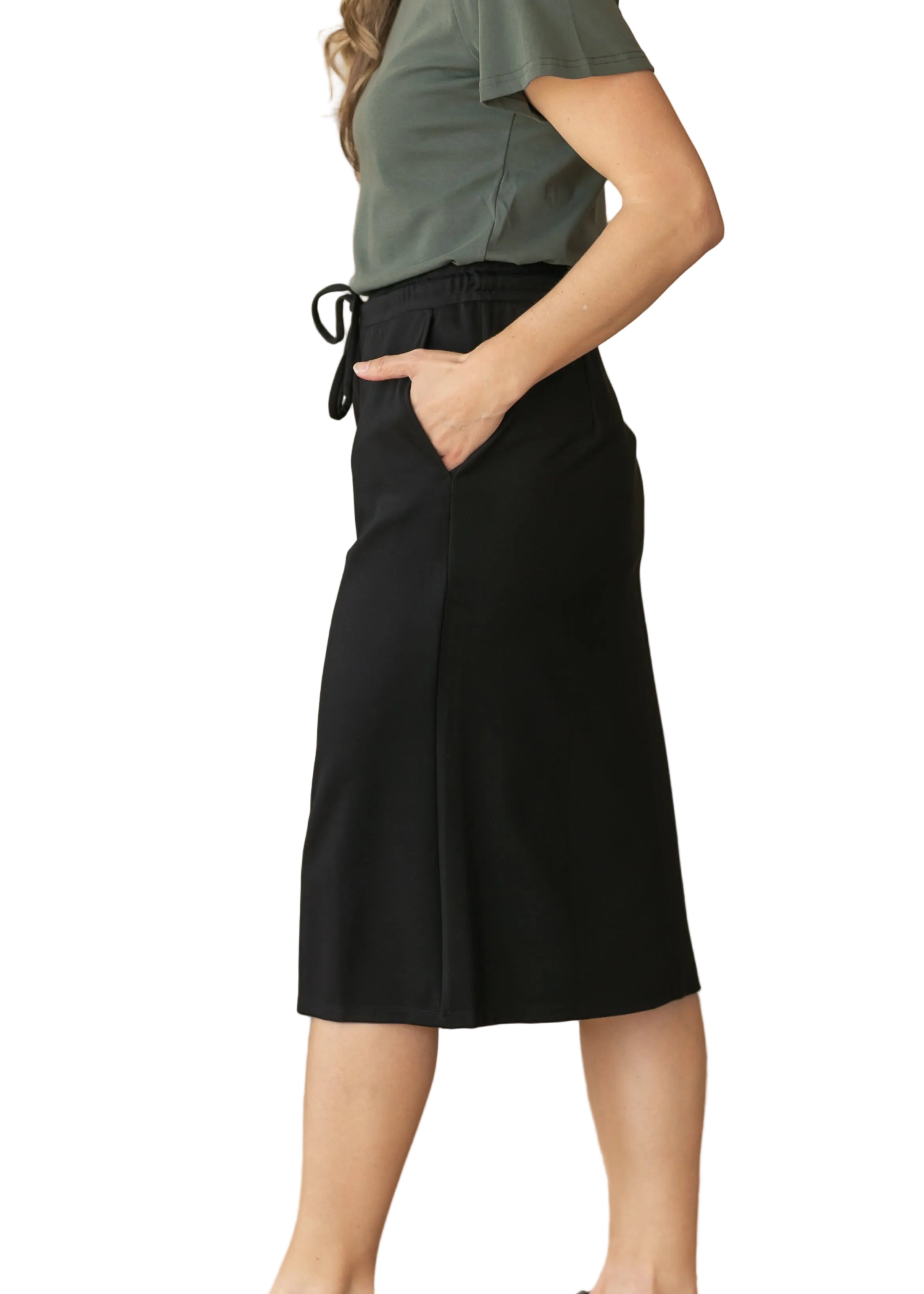 The Jordan Black Knit Midi Skirt
