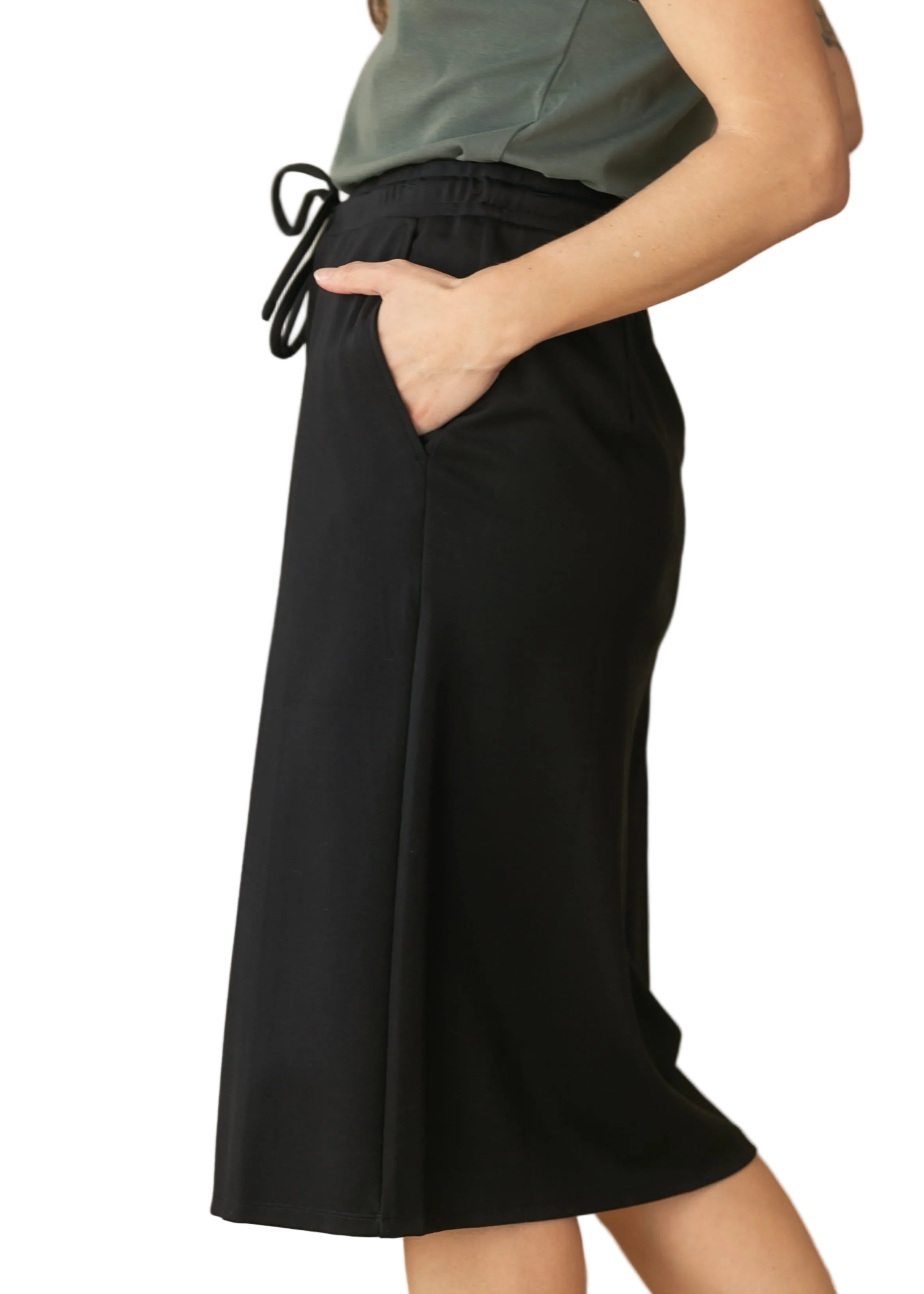 The Jordan Black Knit Midi Skirt