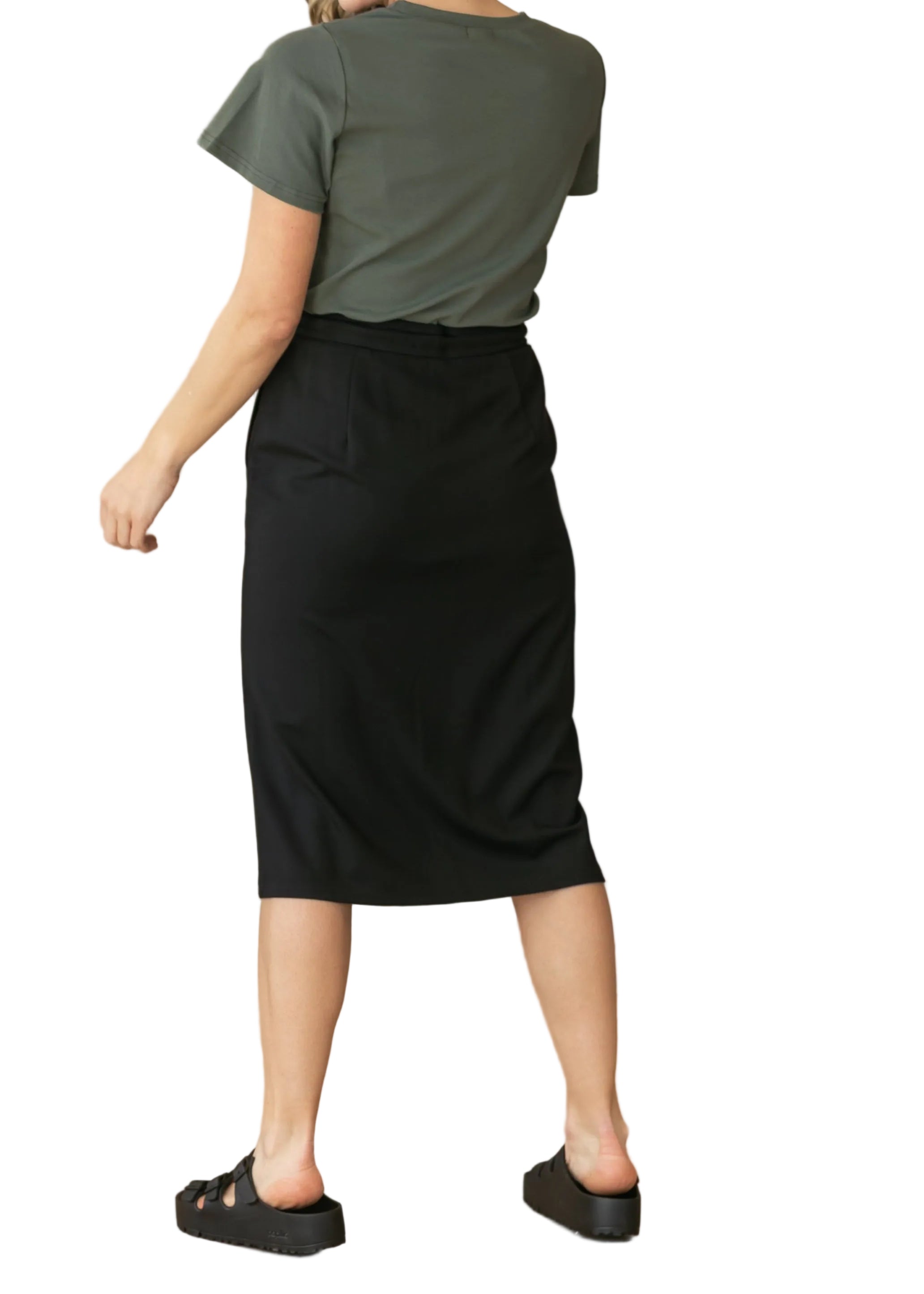 The Jordan Black Knit Midi Skirt