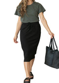 The Jordan Black Knit Midi Skirt
