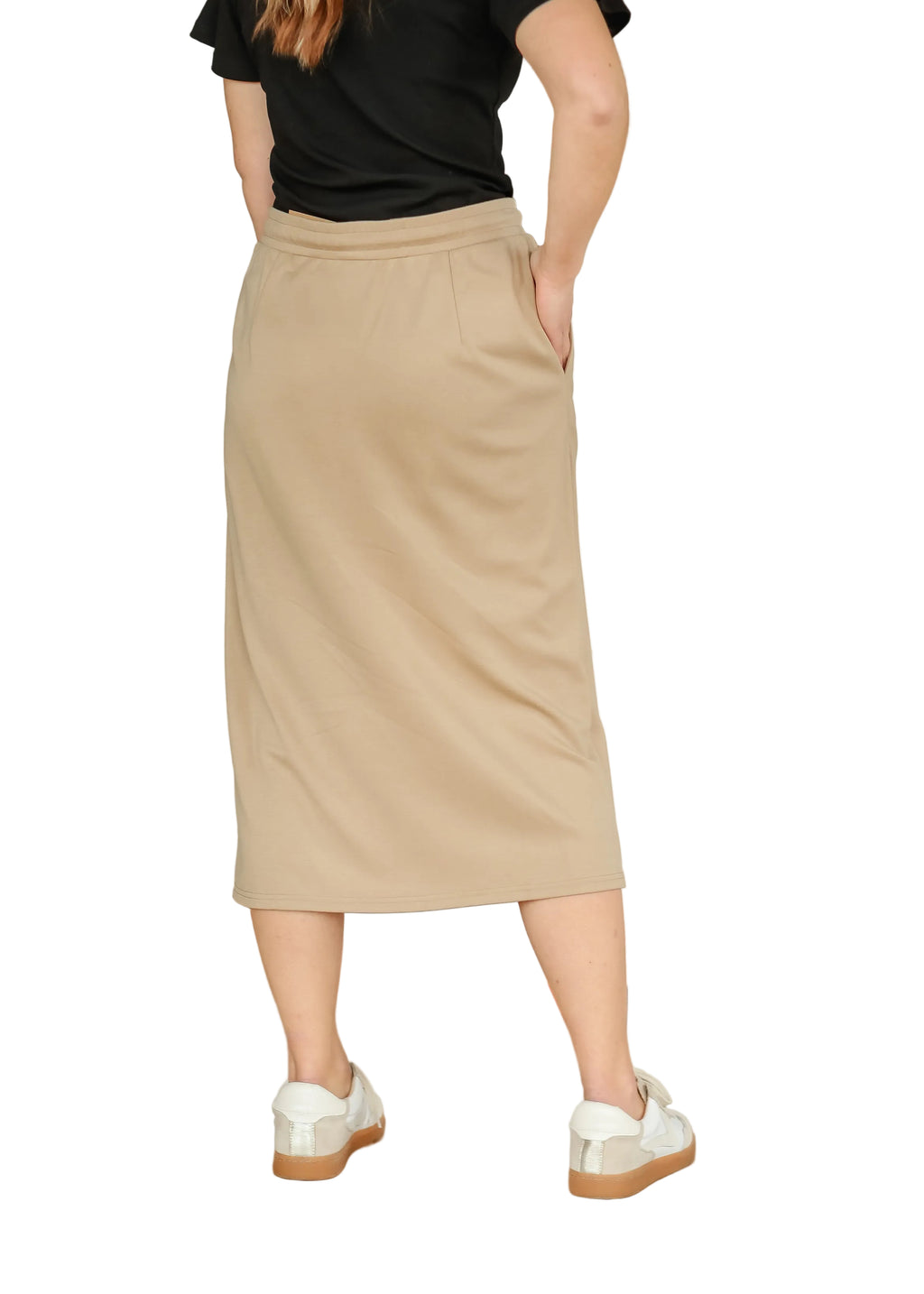The Jordan Khaki Knit Midi Skirt
