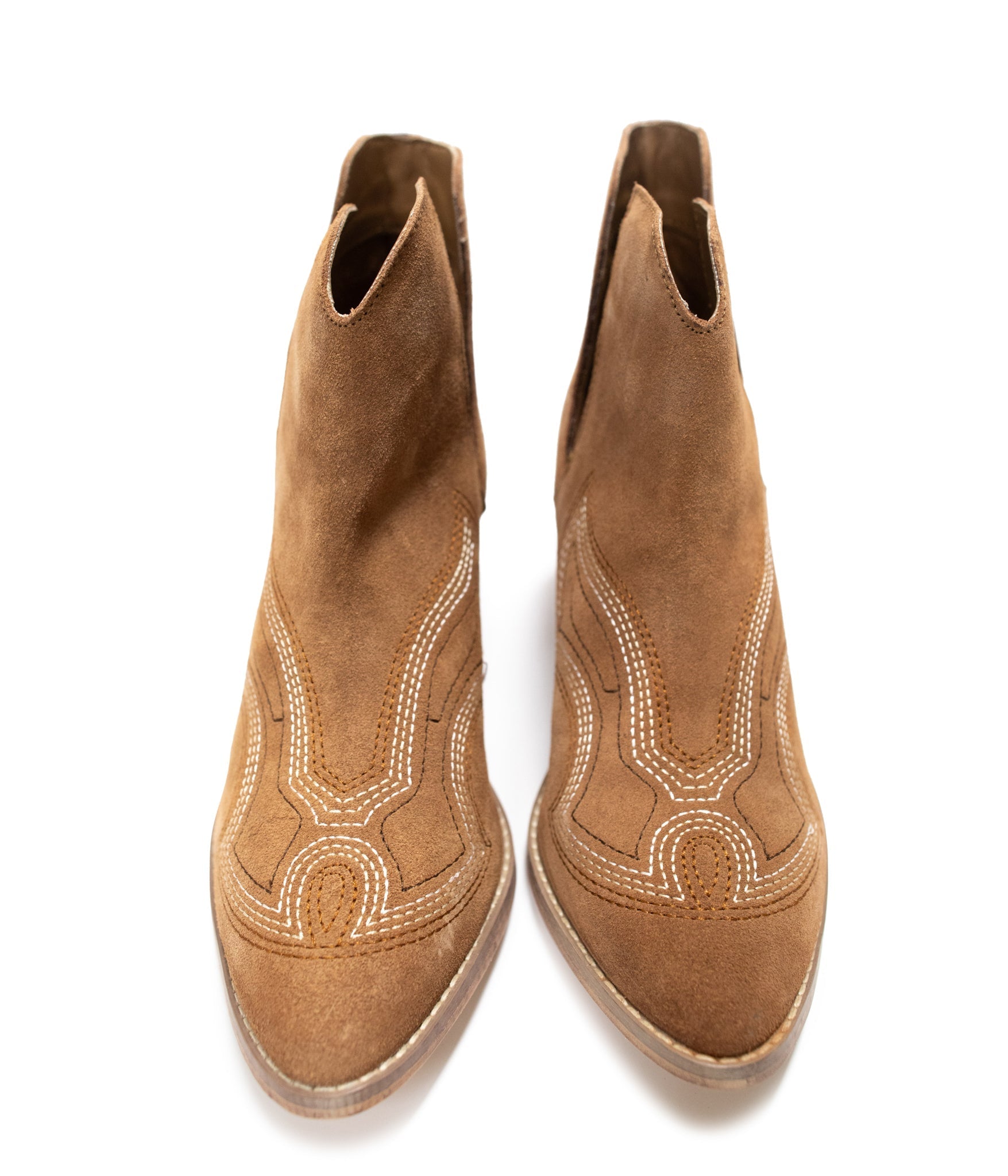 The Journee Suede Tan Ankle Boots