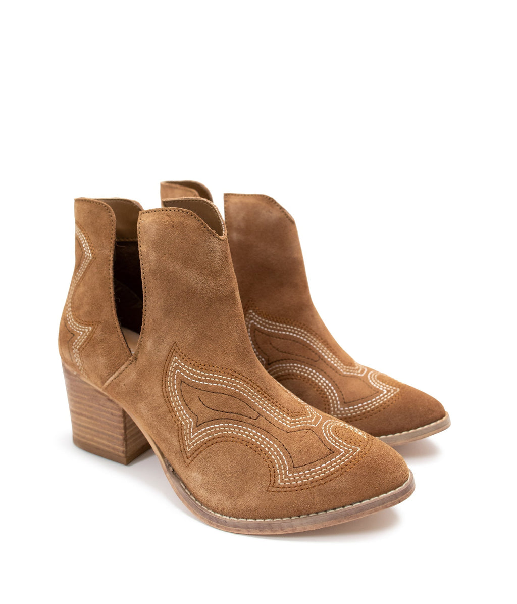 The Journee Suede Tan Ankle Boots