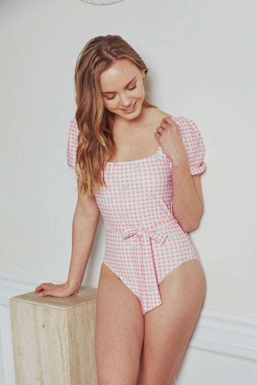 The Daisy Pink Gingham One Piece Swimsuit