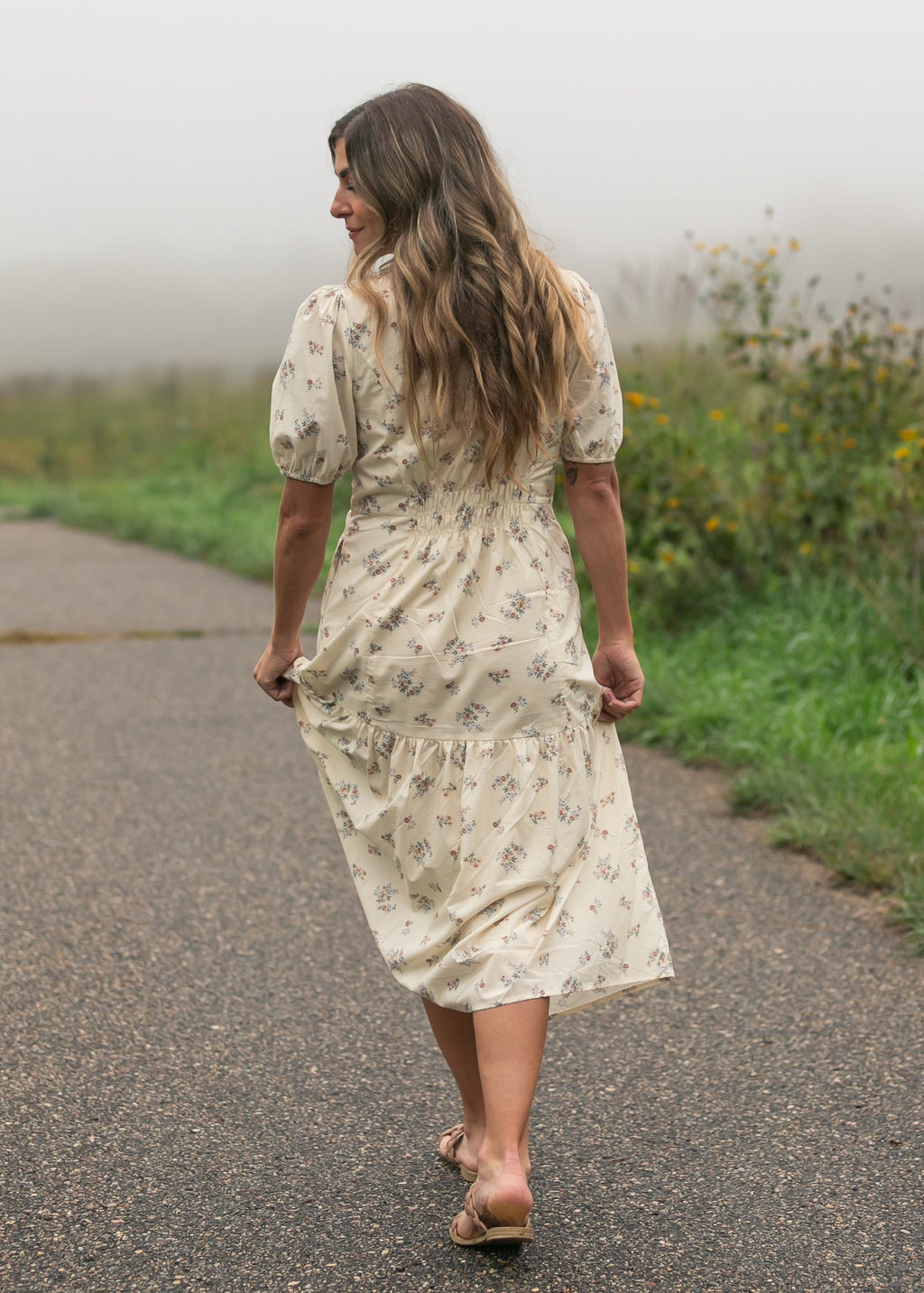 The Katrina Half Sleeve Floral Midi Dress