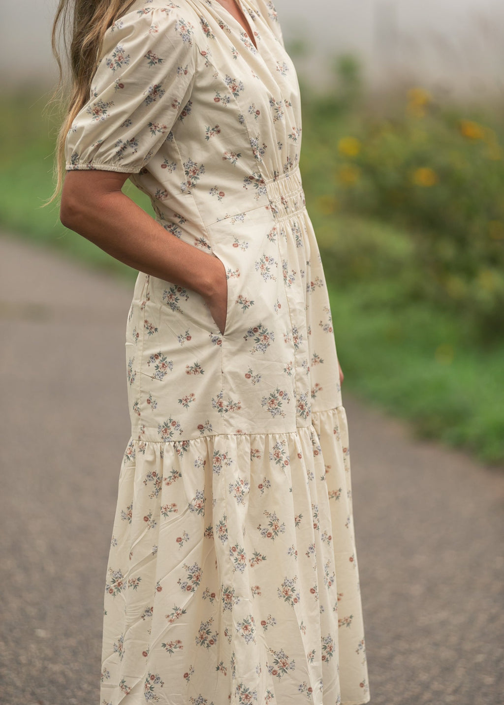 The Katrina Half Sleeve Floral Midi Dress