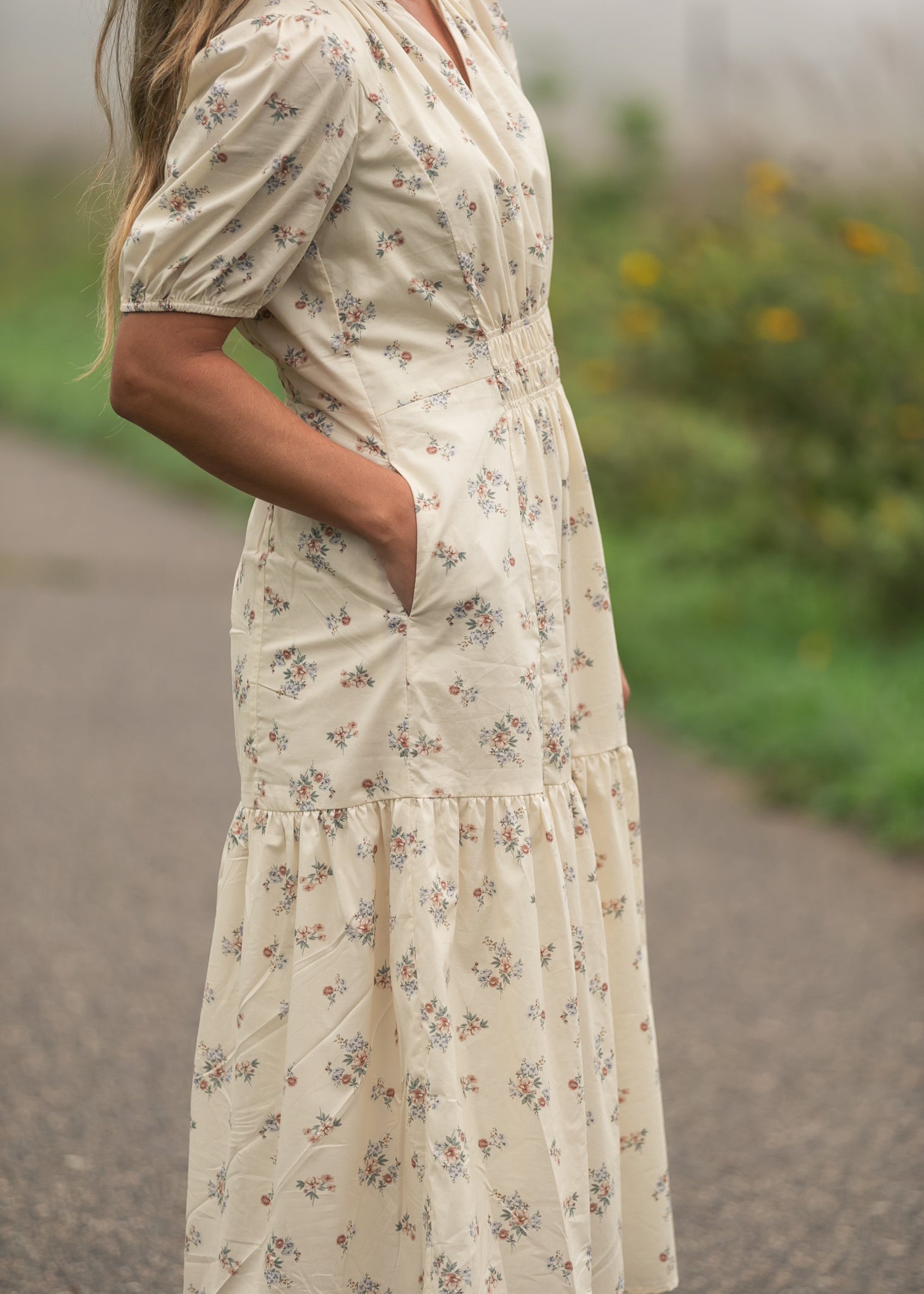 The Katrina Half Sleeve Floral Midi Dress