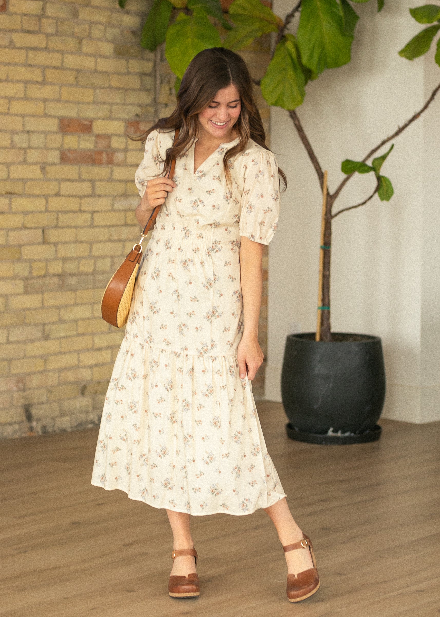 The Katrina Half Sleeve Floral Midi Dress