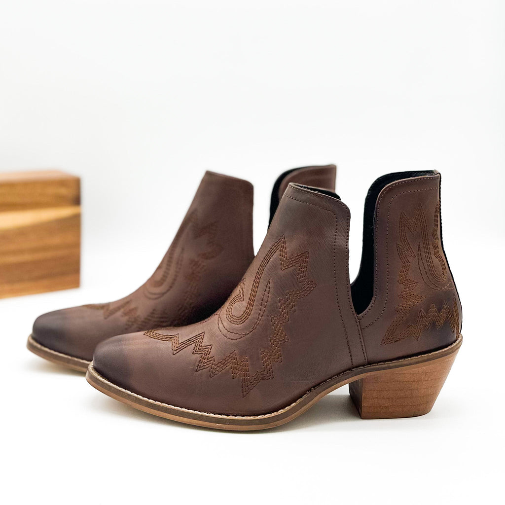 The Olivia Mae Booties in Brown