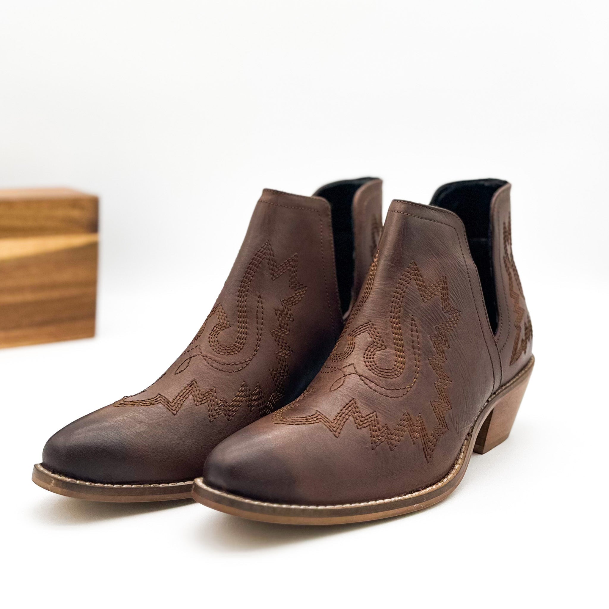 The Olivia Mae Booties in Brown