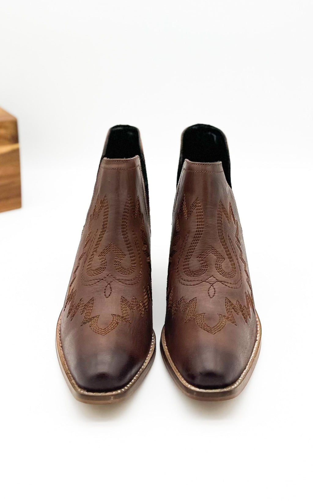 The Olivia Mae Booties in Brown