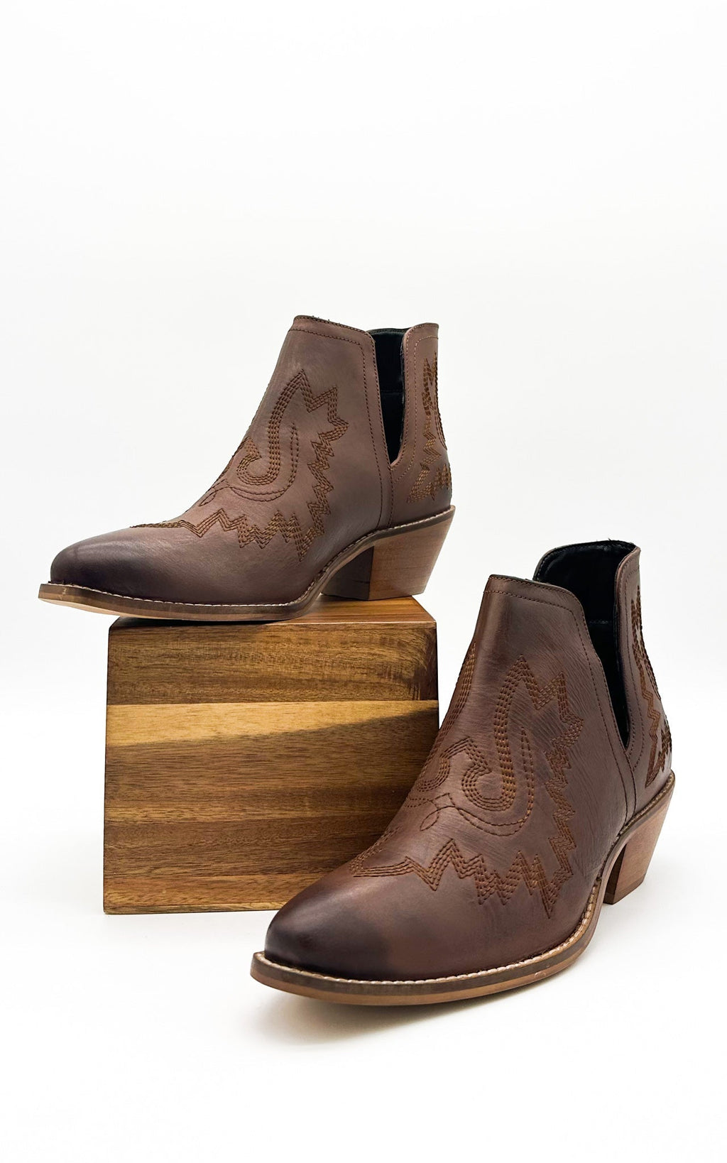 The Olivia Mae Booties in Brown