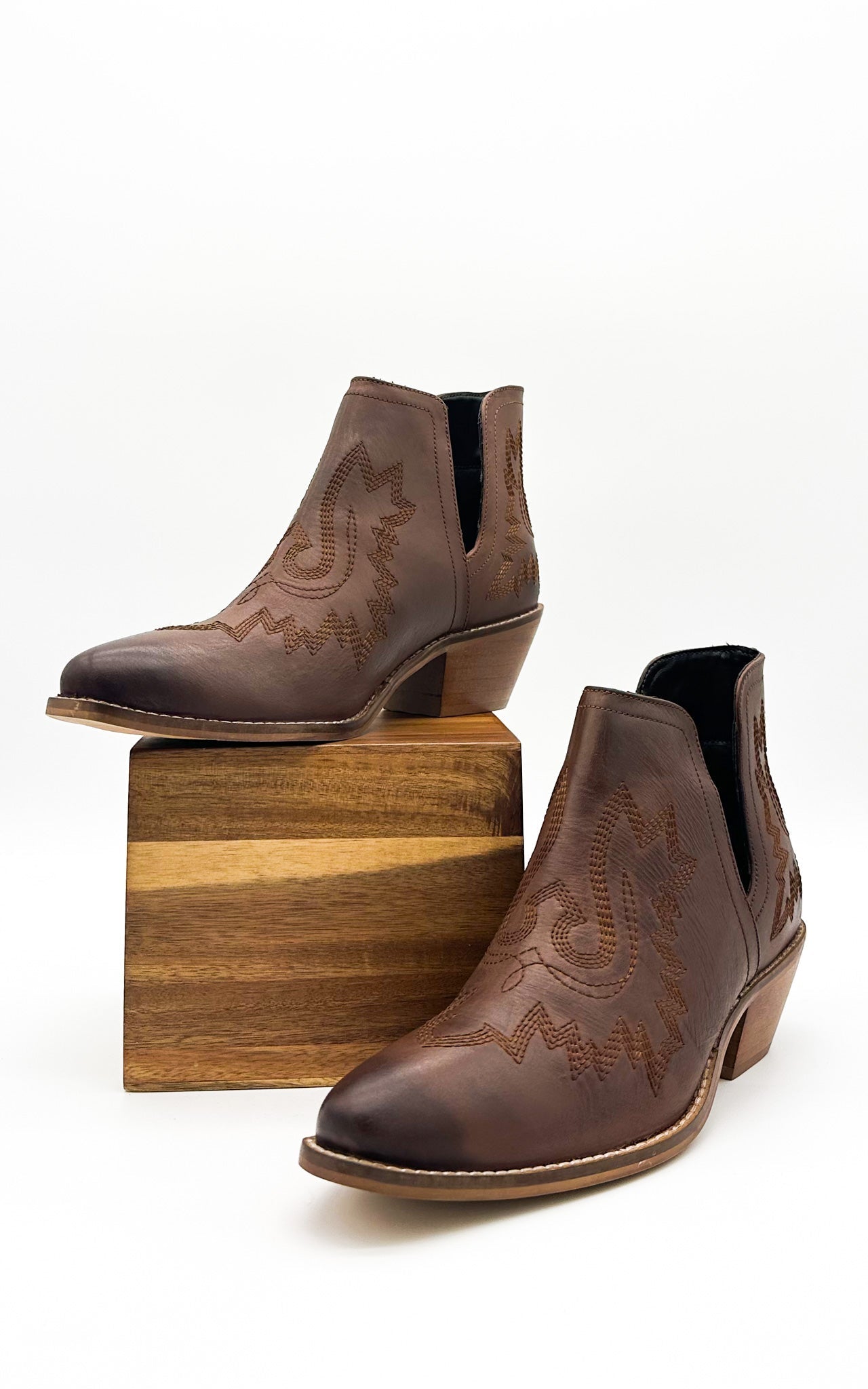 The Olivia Mae Booties in Brown