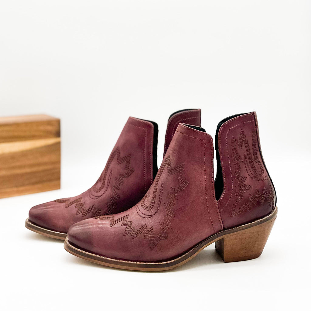 The Rosalie Booties in Burgundy