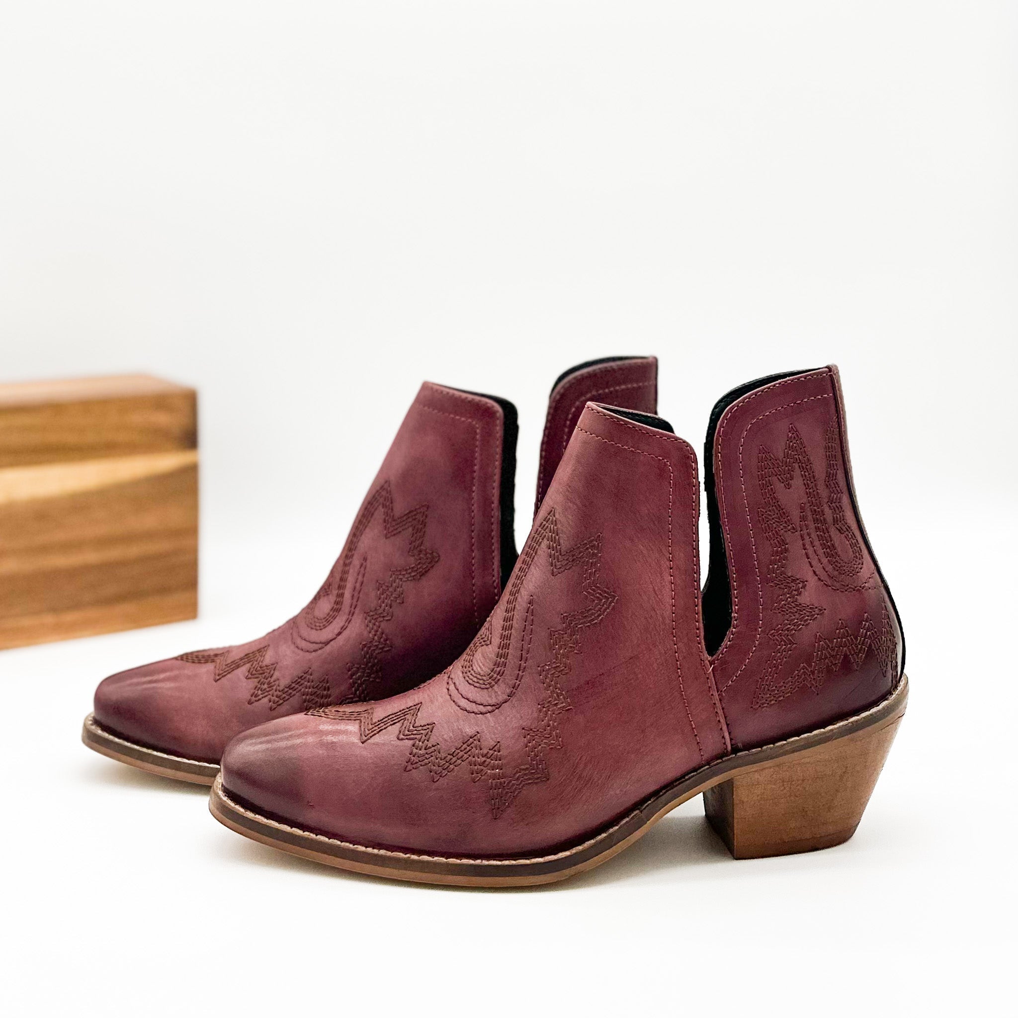 The Rosalie Booties in Burgundy