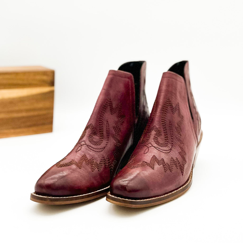 The Rosalie Booties in Burgundy