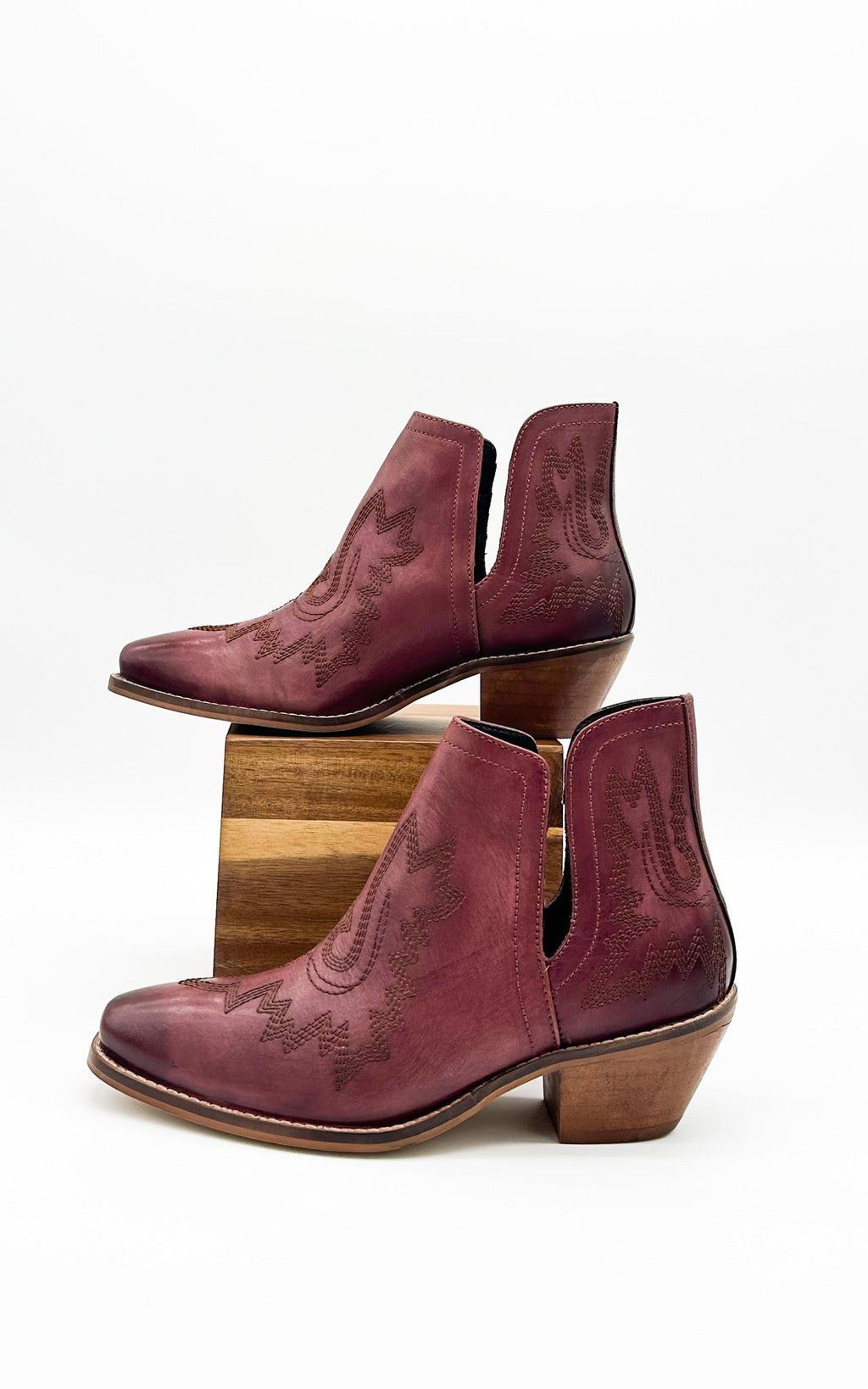 The Rosalie Booties in Burgundy