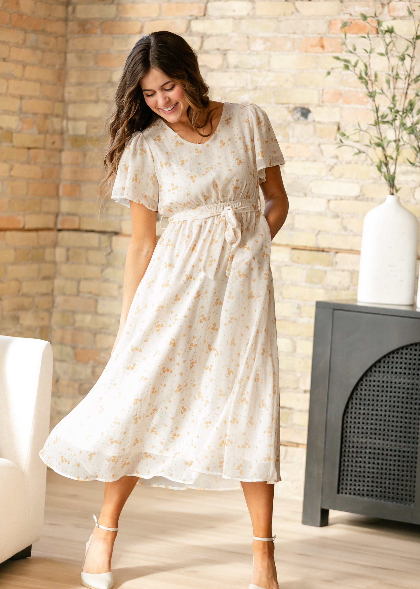 The Lilia Flutter Sleeve Maxi Dress
