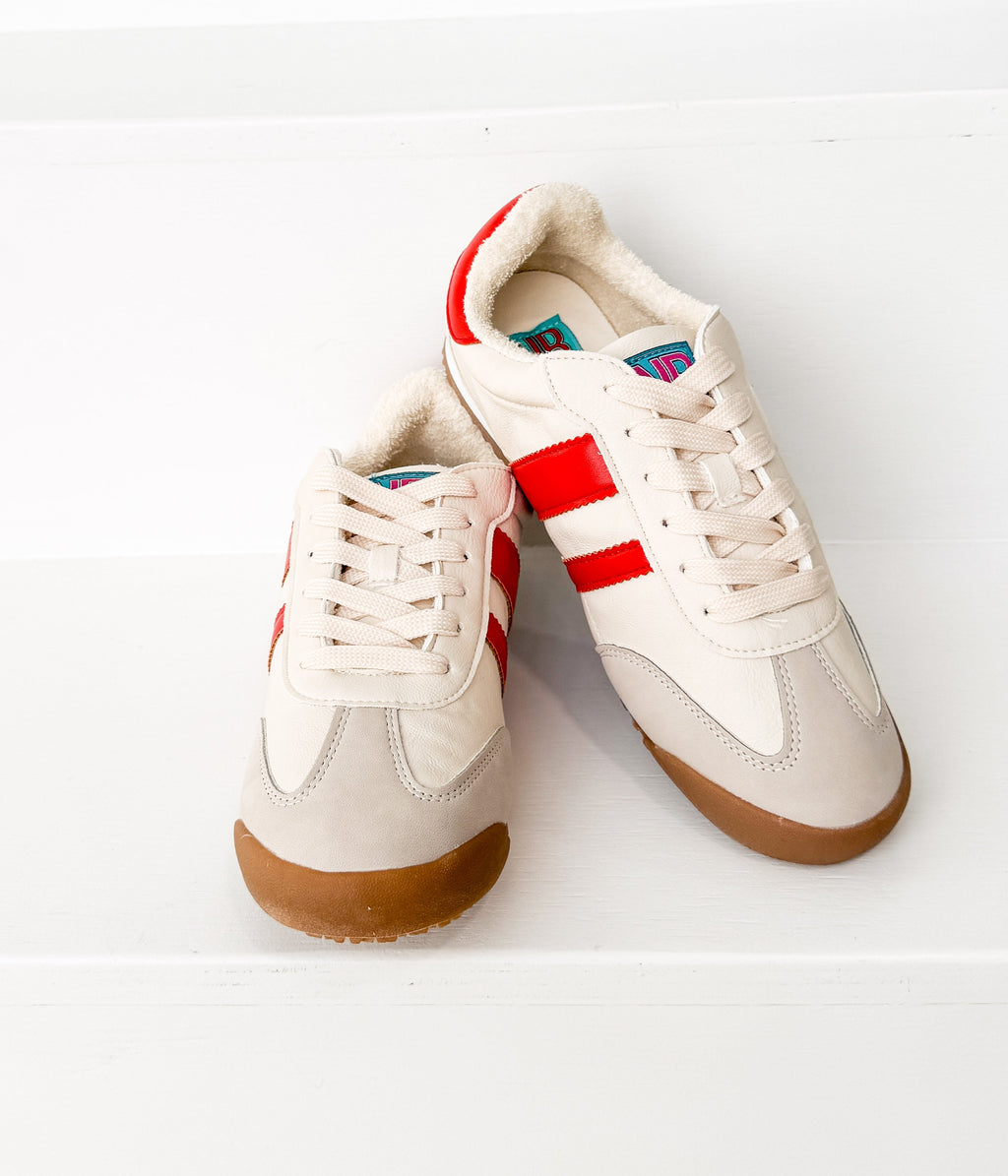 The Ruby Rae Sneaker in Beige/Red