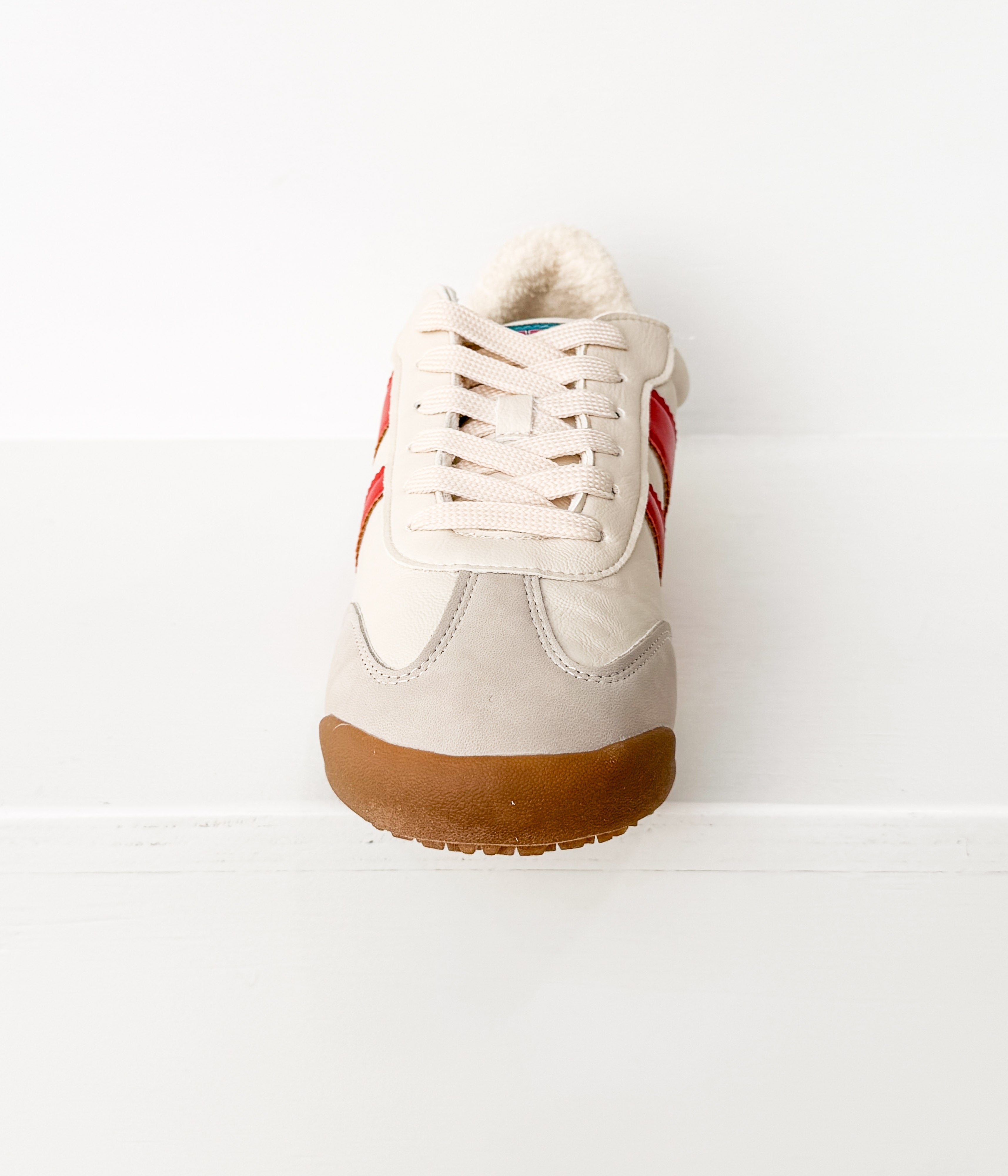 The Ruby Rae Sneaker in Beige/Red