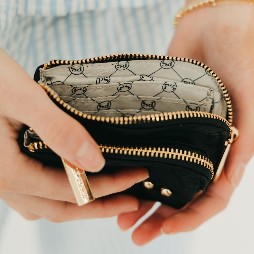 The Nylon Cameron Double Zip Clippable Card Wallet