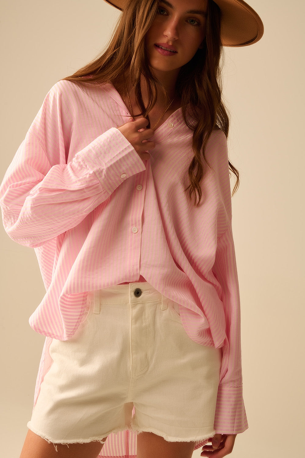 The Blush Bow Button Up