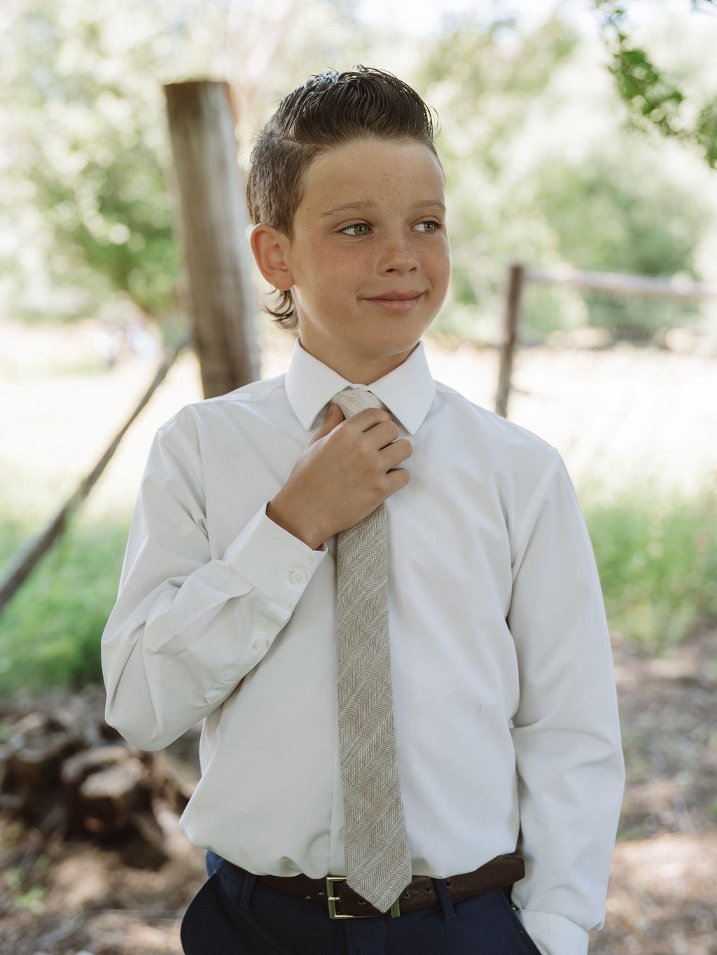The Parchment Tweed Boys Tie