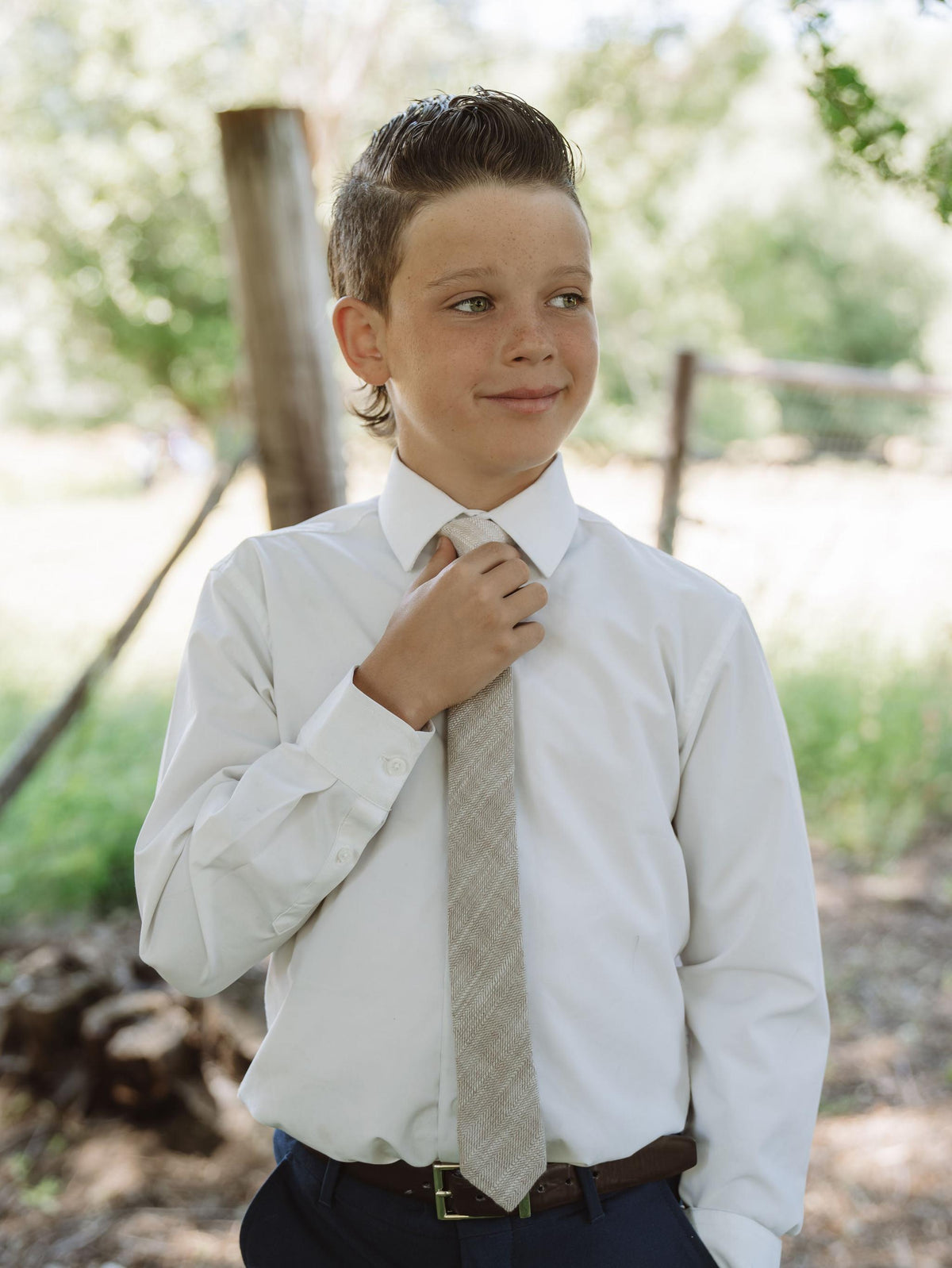 The Parchment Tweed Boys Tie