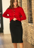 The Quinn Black Knit Midi Skirt