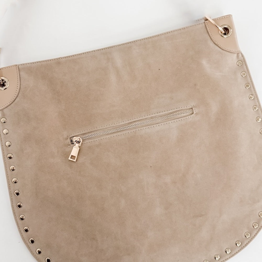 The Rosalie Rivet Suede Hobo Bag