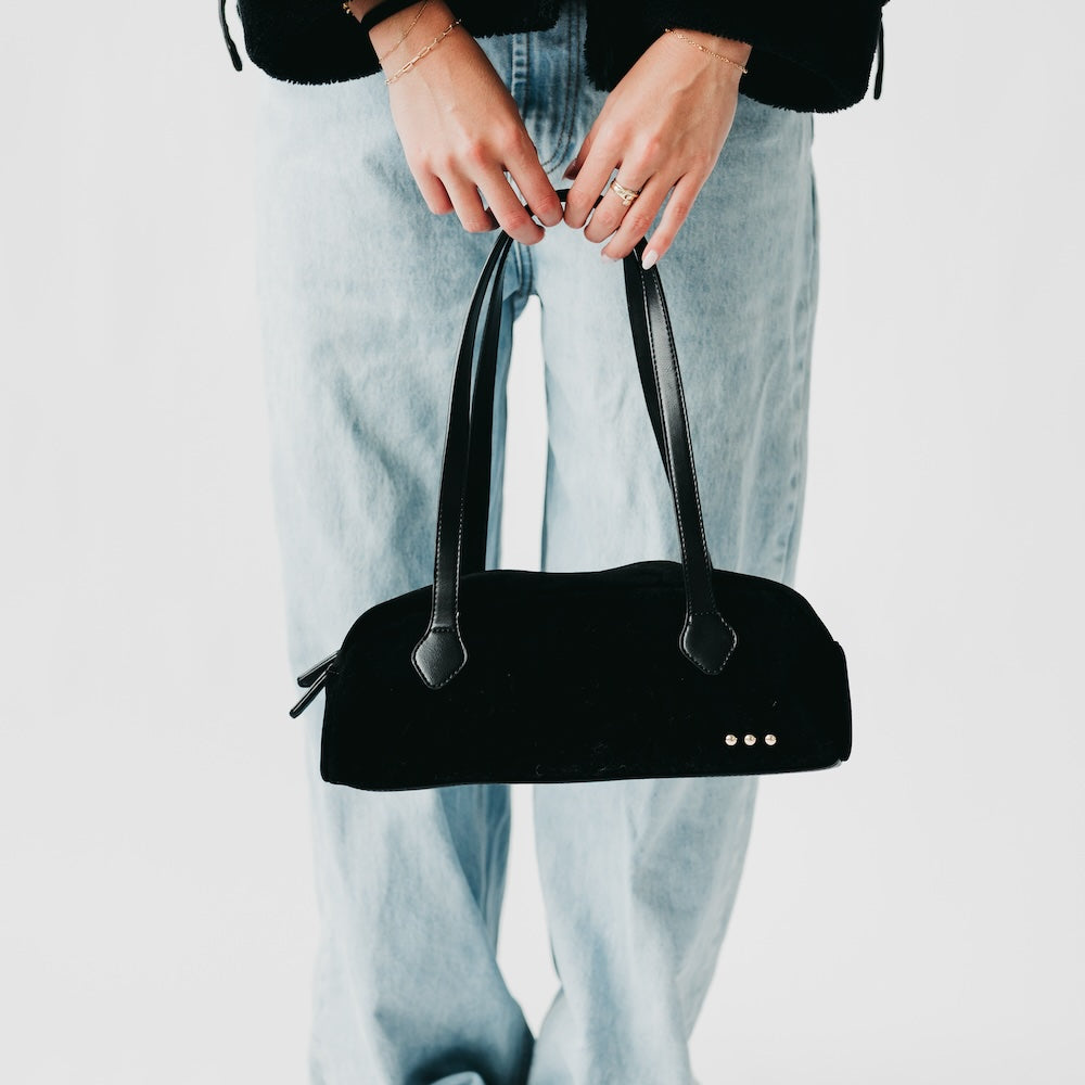 The Sally Suede Barrel Shoulder Bag