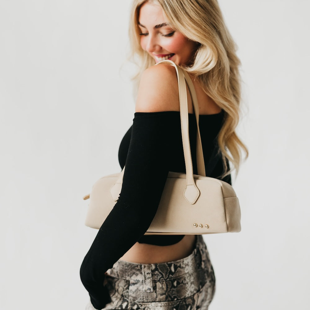 The Sally Suede Barrel Shoulder Bag