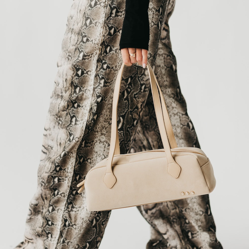 The Sally Suede Barrel Shoulder Bag
