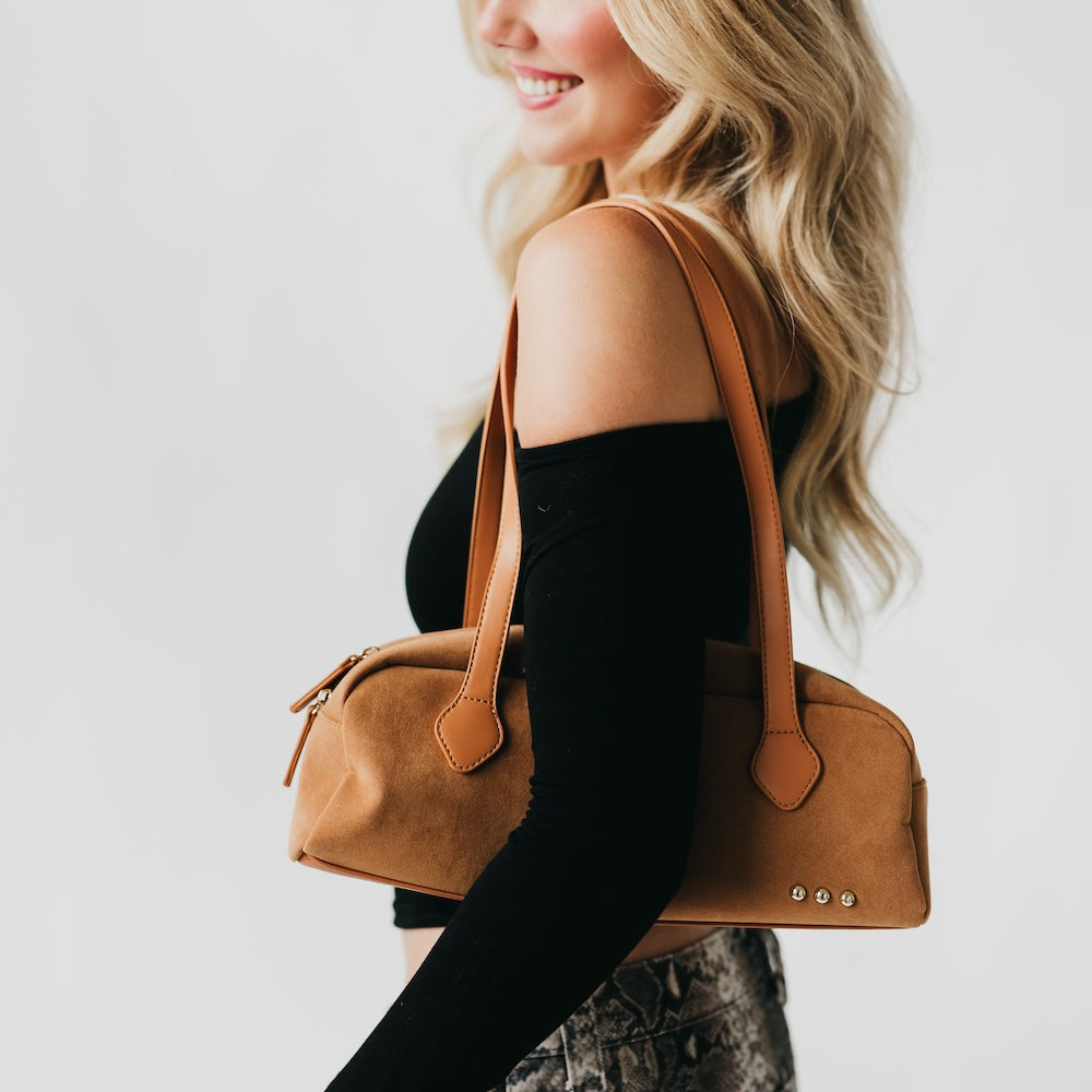 The Sally Suede Barrel Shoulder Bag