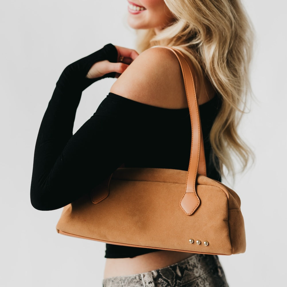 The Sally Suede Barrel Shoulder Bag