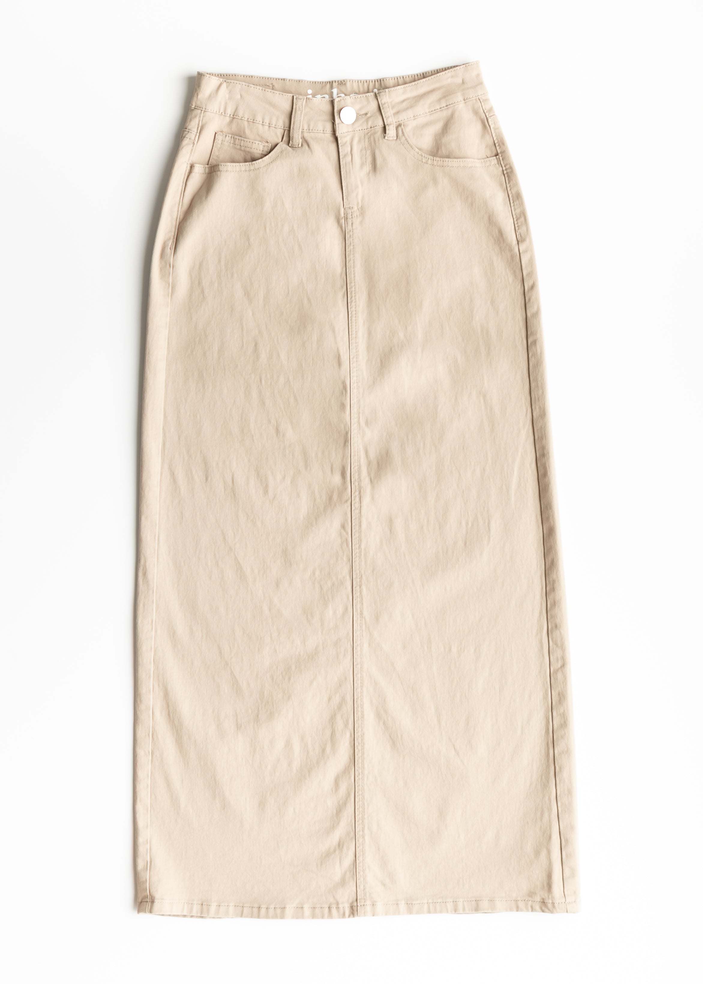 The Stella Simply Beige Denim Maxi Skirt