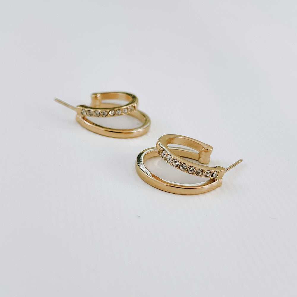 The Stole The Show Crystal Double Hoop Earring