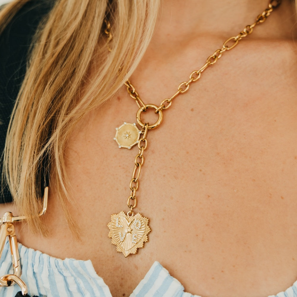 The Sunburst Heart Love Pendant Necklace - WATERPROOF