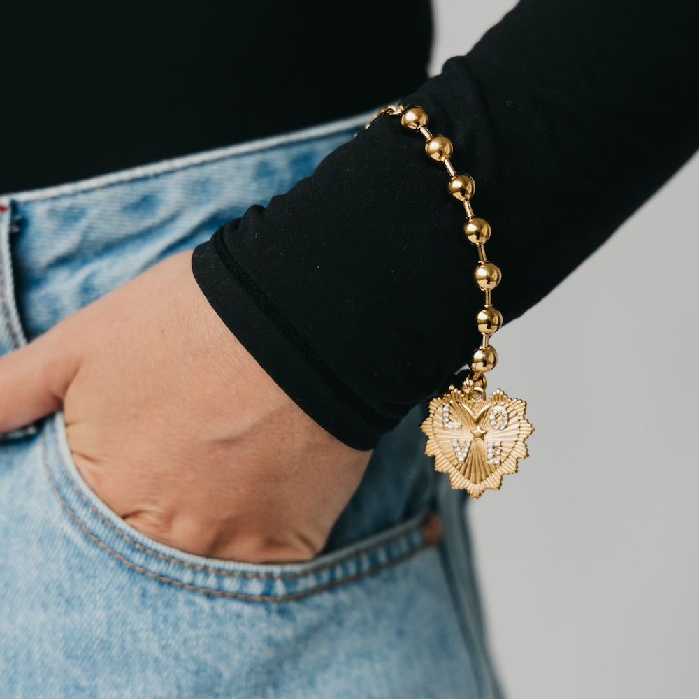 The Sunburst Heart Love Beaded Bracelet - WATERPROOF