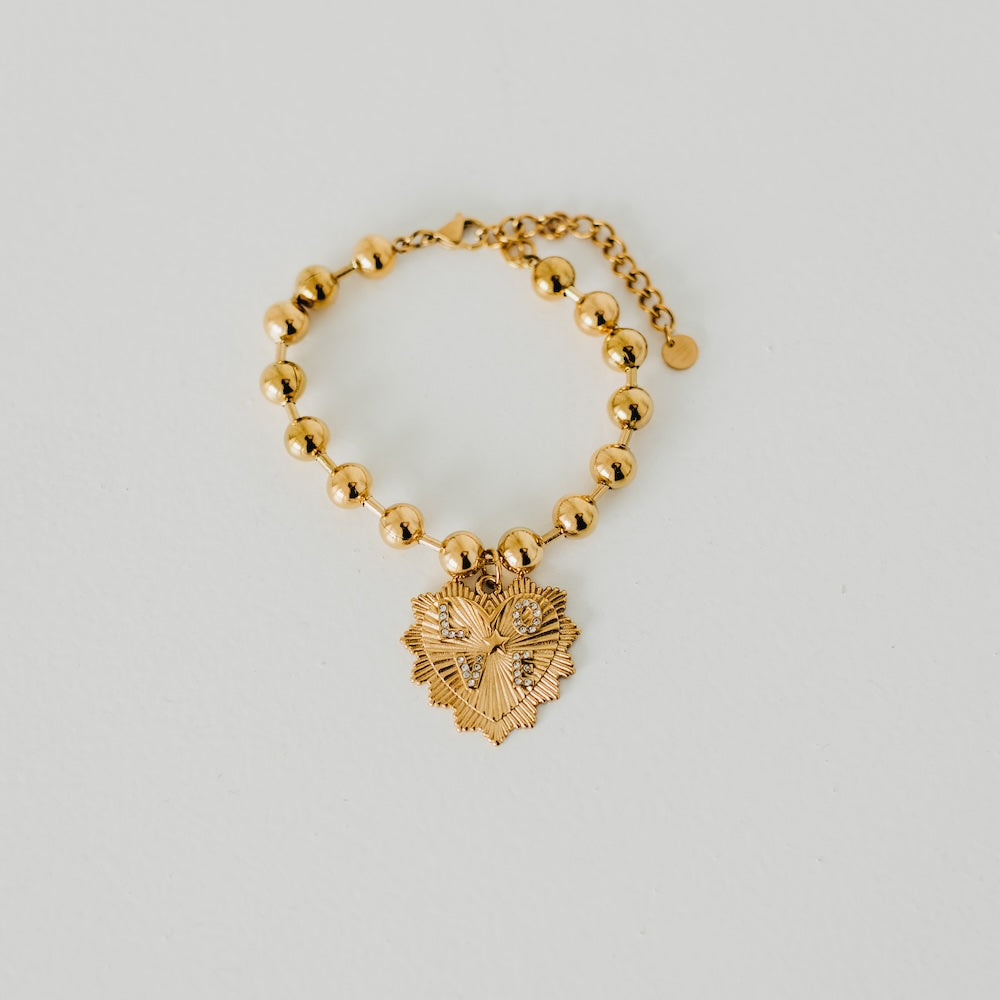 The Sunburst Heart Love Beaded Bracelet - WATERPROOF