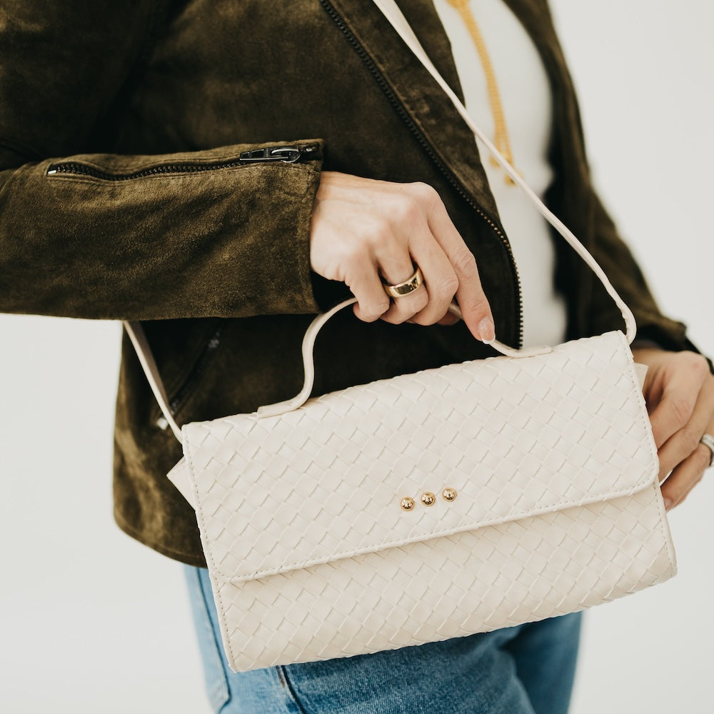 The Urban Foldover Woven Clutch Crossbody